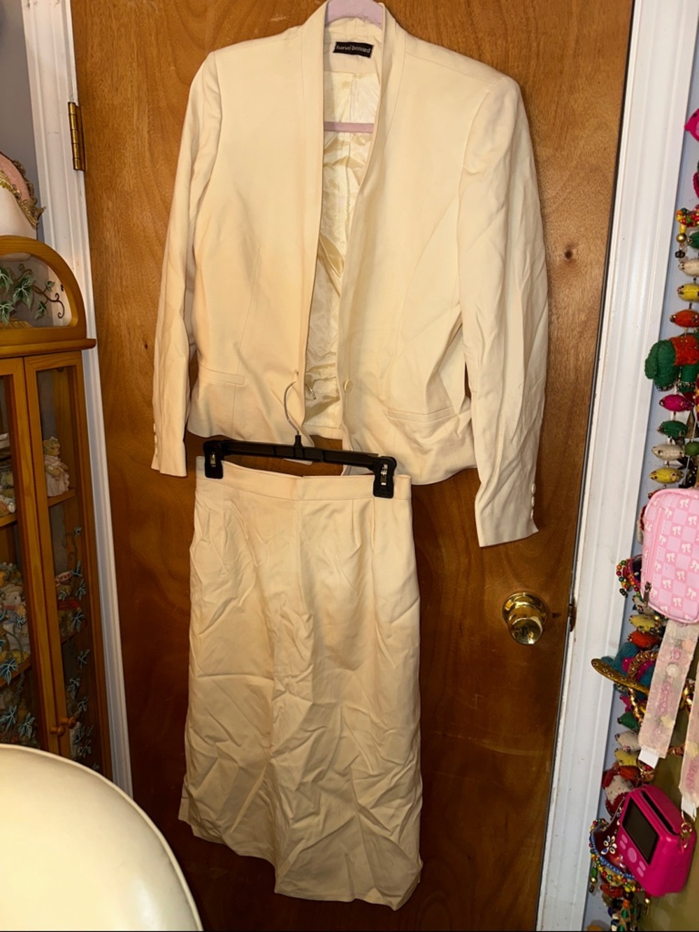 Harve Benard Cream Blazer and Skirt Set 100% wool